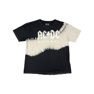 AC/DC Graphic T-Shirt Mens Black White Good Back In Black Tie Dye Band Tee